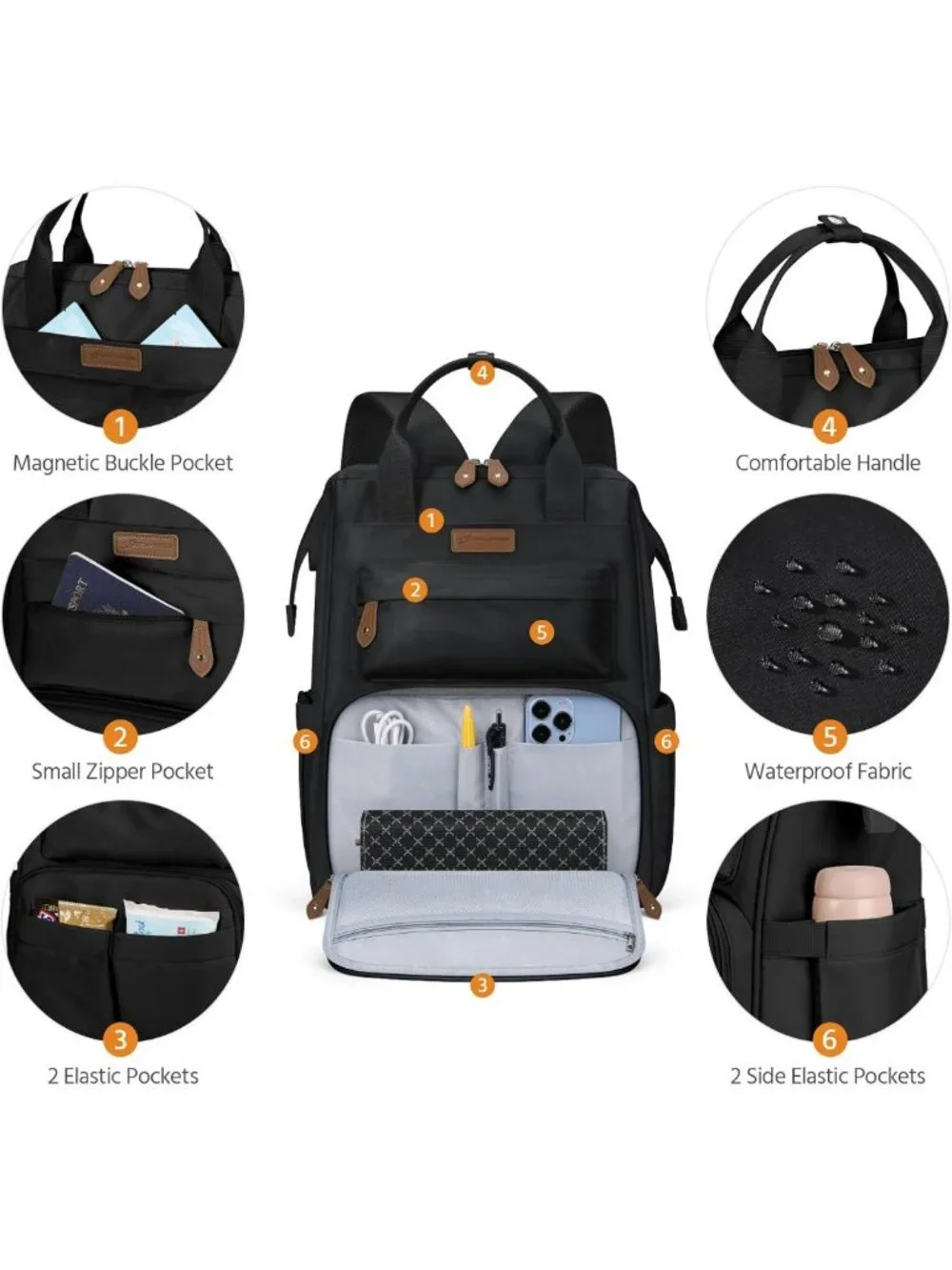 Stylish Waterproof Laptop Backpack for Men & Women, Fits 15.6-17.3